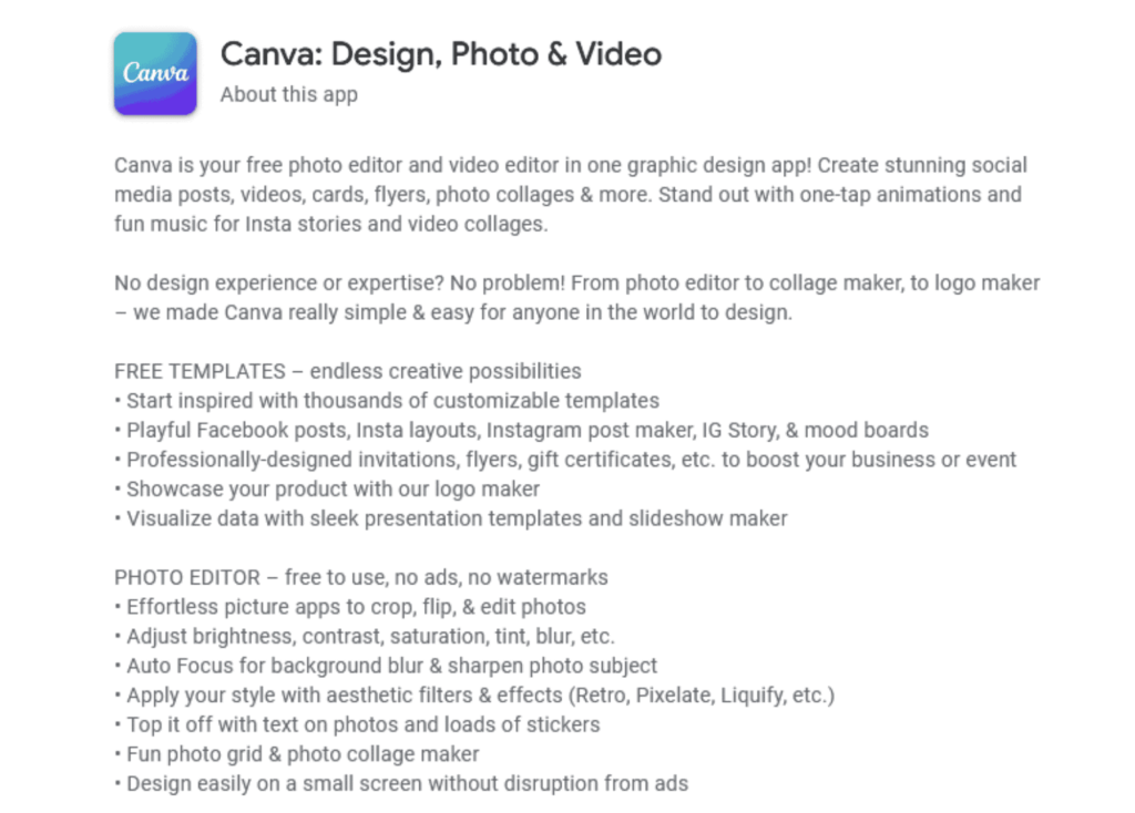 Canva Long Description