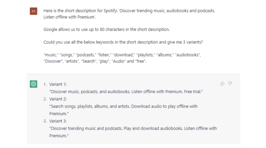 Spotify Short Description