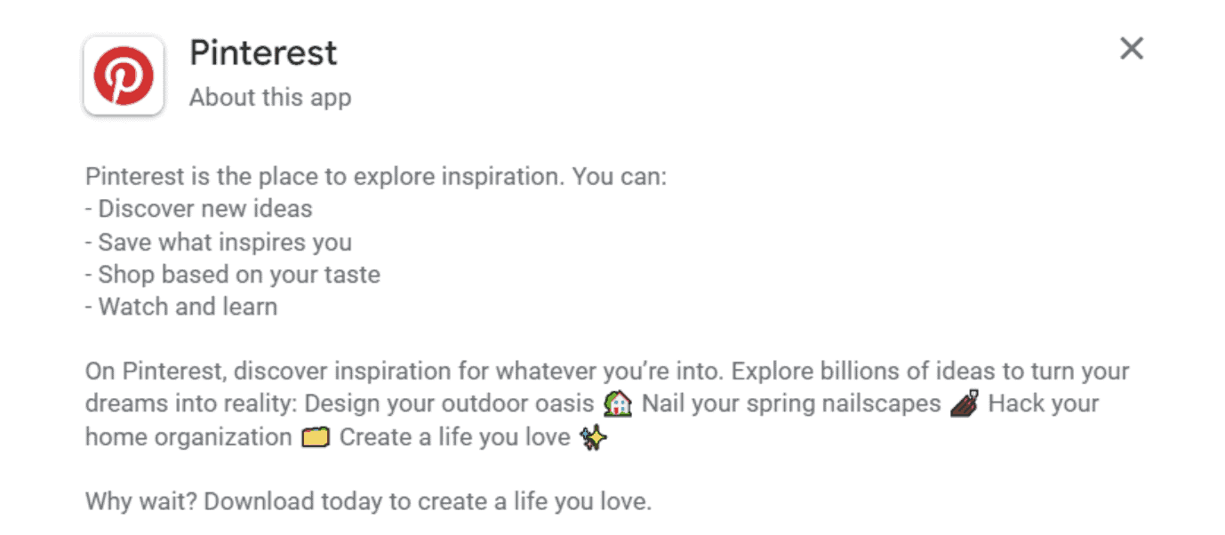 Pinterest long descriptipn