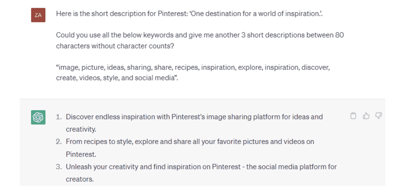 Pinterest short description