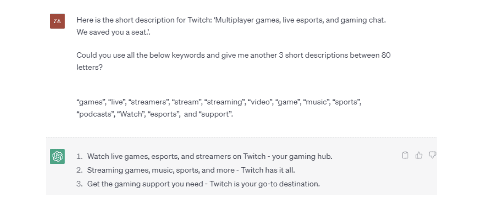 Twitch Short Description