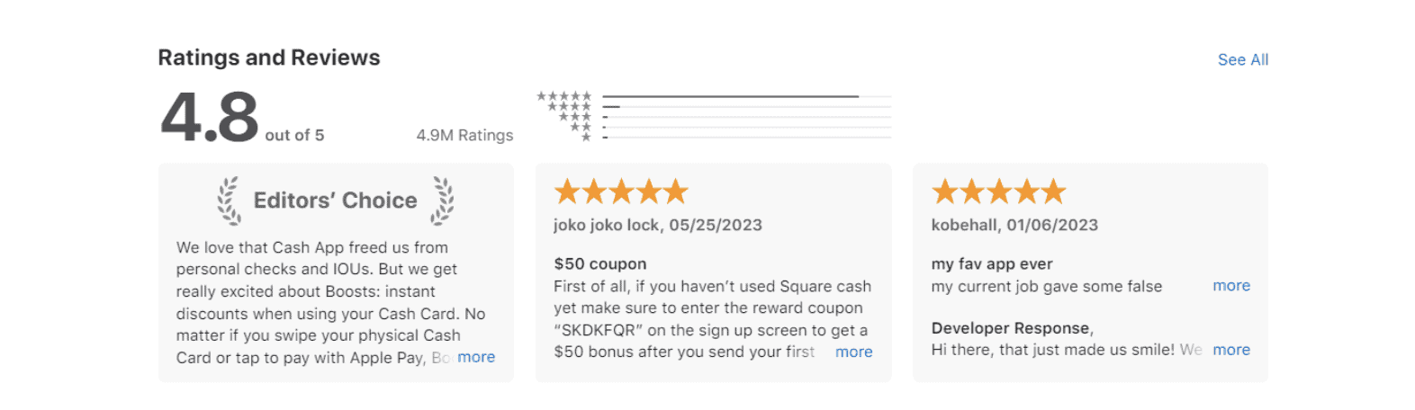 Cash App Ratings