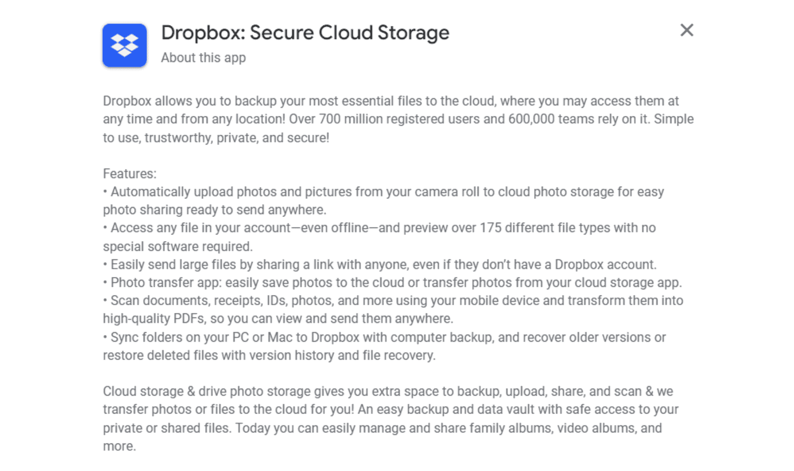 Dropbox long description