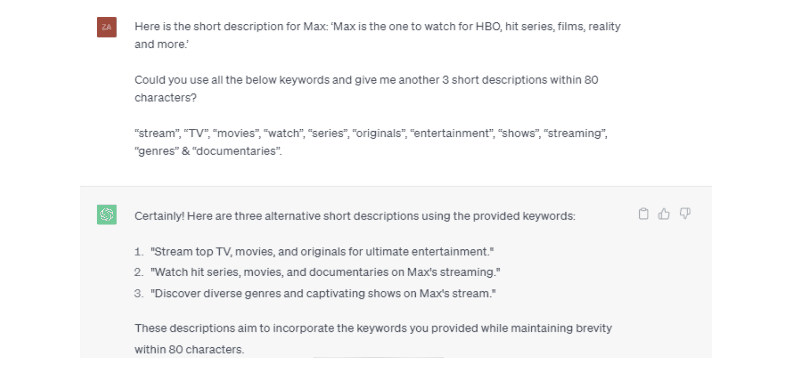 Max short description
