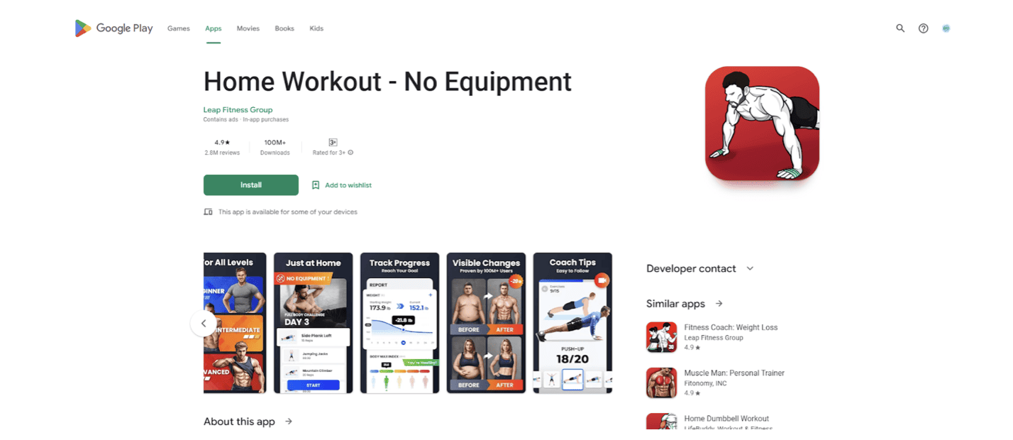 Google Play Store Listing