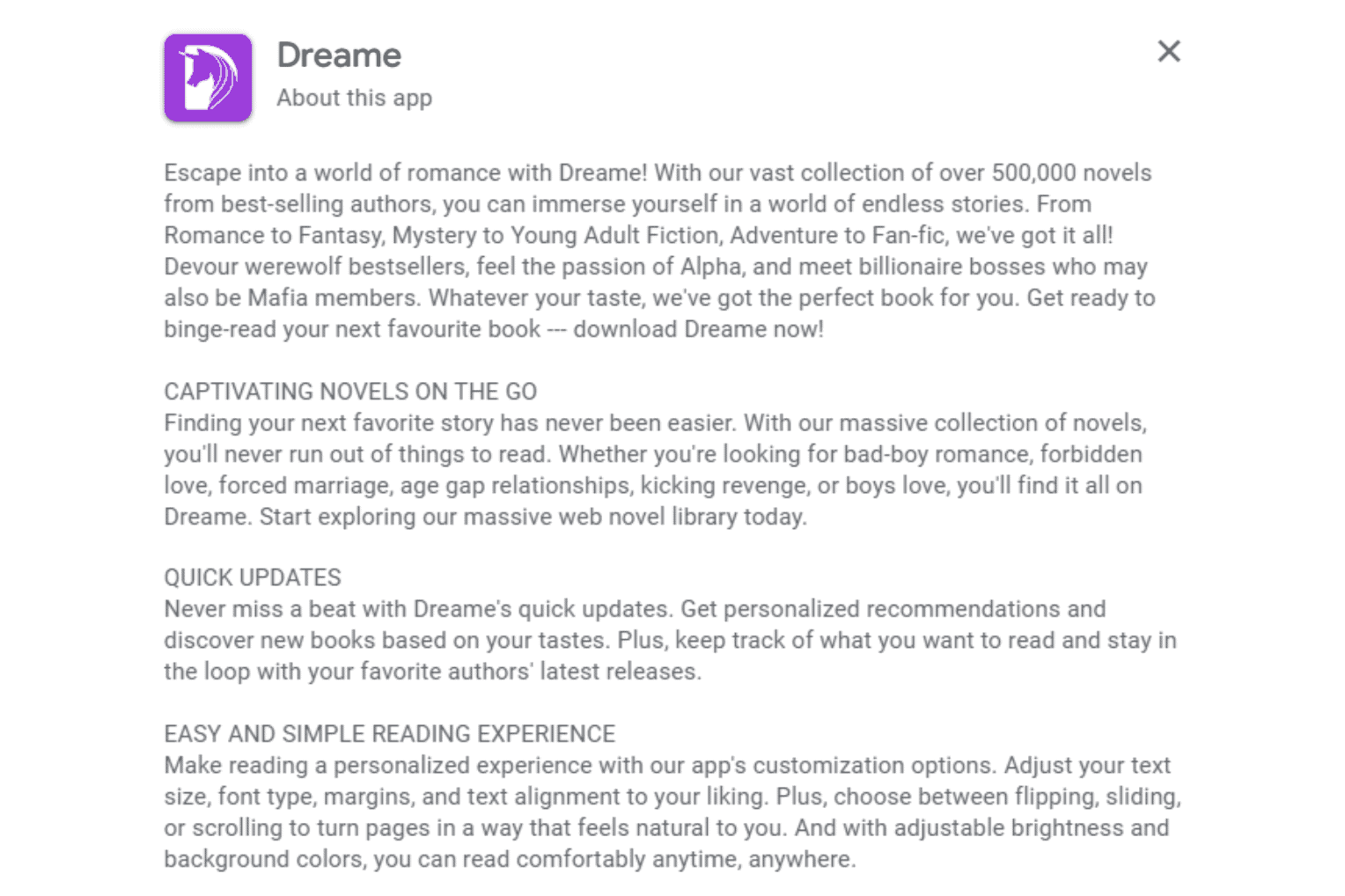 Dreame Long Description