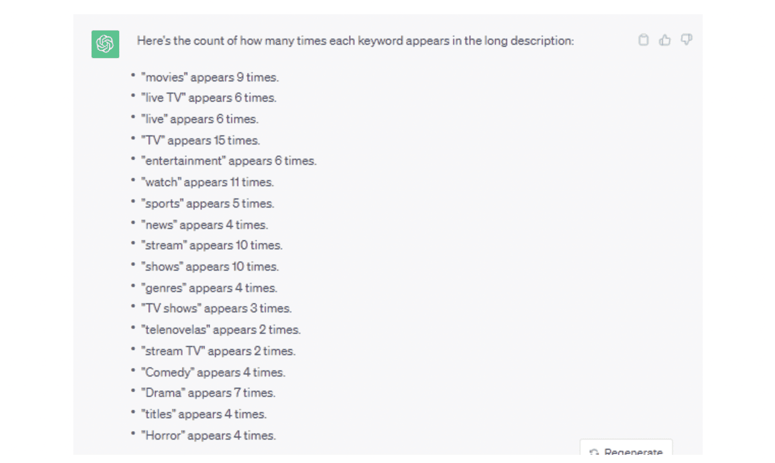 tubi keyword density