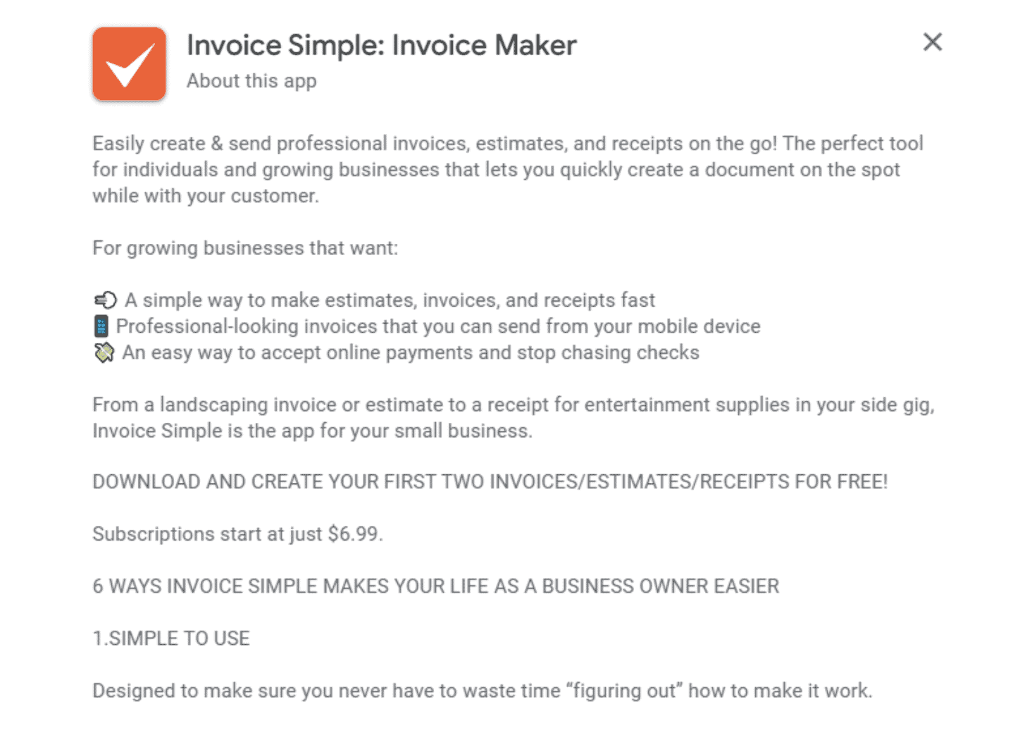 Invoice Simple Long Description