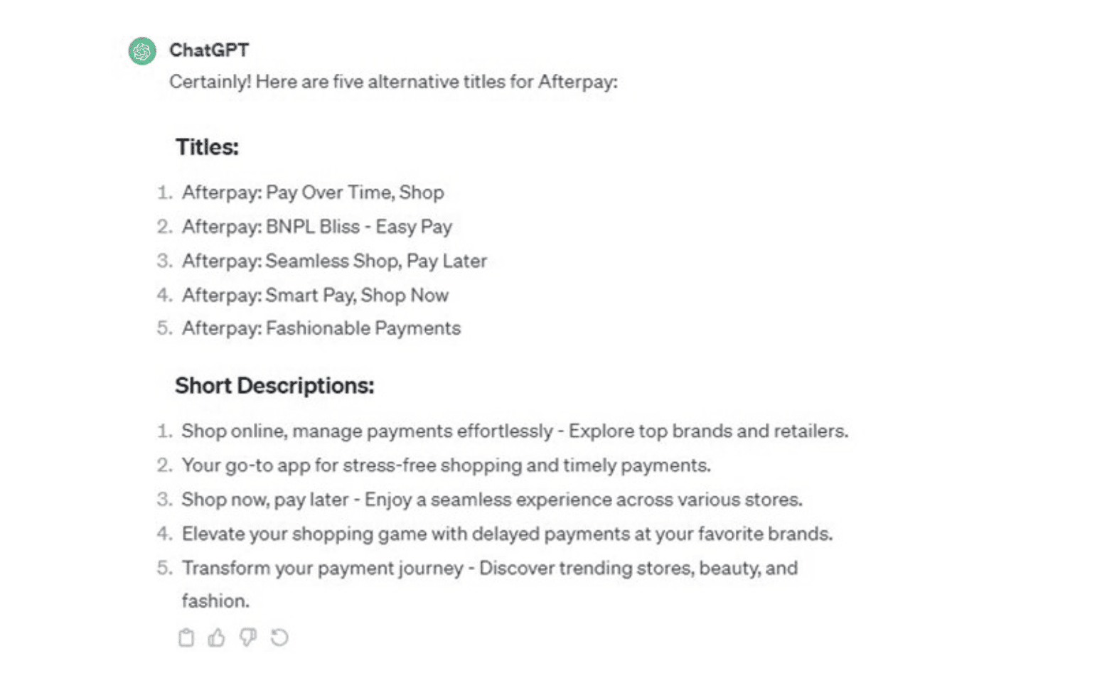 Afterpay Short Description