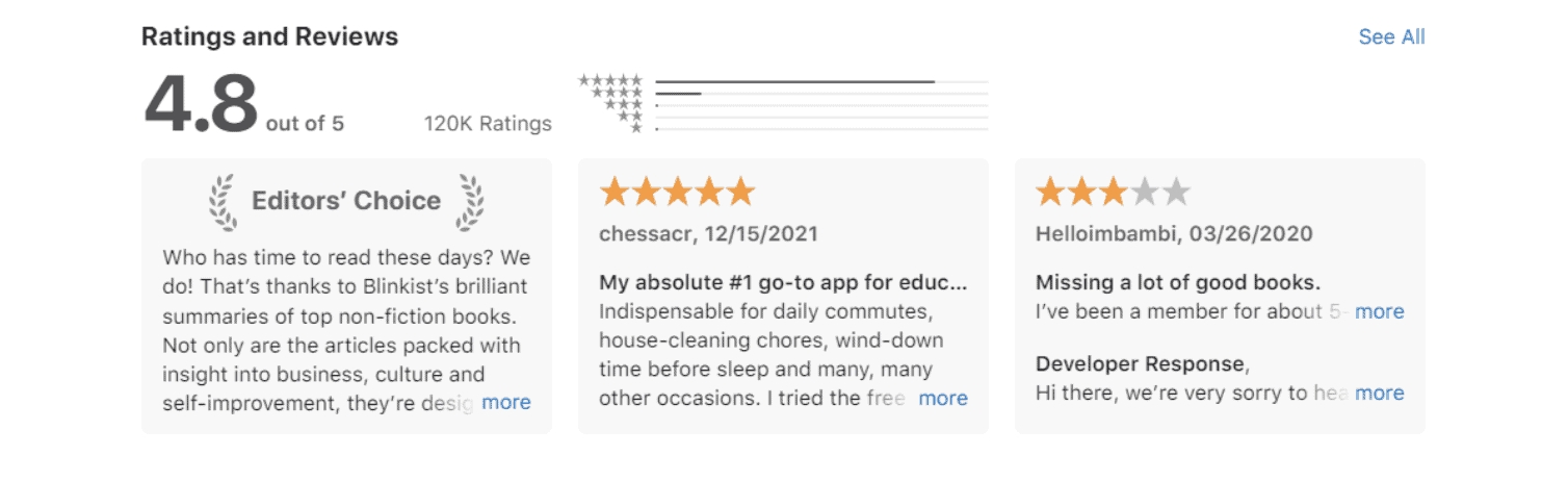 Blinkist ratings